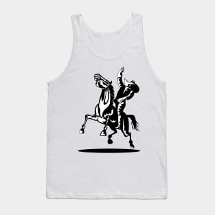 Cowboy Riding Horse Hand Up Retro Tank Top